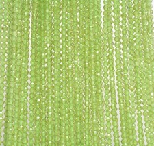 Dainty Green Peridot Faceted Round Gemstone Beads Strand 12'' For Making Jewelry