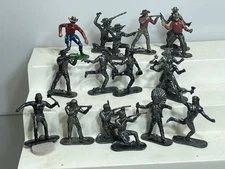 Vintage Lone Star Metal Cowboy & Indians Figures Made England Billy The Kid Lot