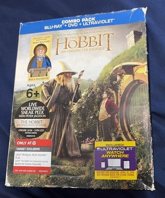 Hobbit: an Unexpected Journey Blu-ray With Lego Figurine RARE OOP Box Shelf Wear