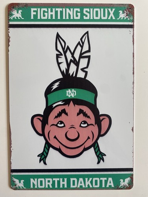 #ad North Dakota Fighting Sioux Sign Retro Logo NDU Fighting Hawks $21.99