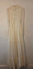 Gunne Sax Ivory Lace Maxi Dress Long Sleeve