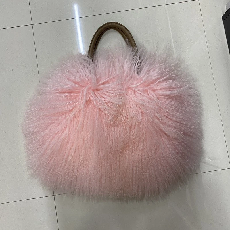 Sheep Wool Fur Bag Women's Bag Hand Holding Shoulder Fur Bag Real Wool Handbag - Image 2 of 4