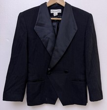 VTG Christian Dior Blazer Women  s 10 Black Satin Trim Preppy Jacket USA Flawed