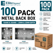 Metal Back Box with Adjustable Lug Copper Earth 1 & 2 Gang 25mm 35mm 5-200Pack