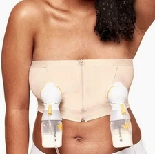 Medela Beige Bustier Bra With Openings For Hands Free Pumping and Nursing M NWOT