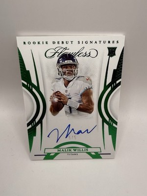 Malik Willis 2022 Panini Flawless Rookie Debut Signatures Emerald Auto 5/5