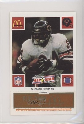 1986 McDonald's Play & Win All-Star Team Orange Tab Walter Payton HOF 00ah