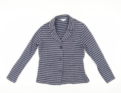 Tulchan Damen blau gestreift Jersey Knopfleiste Größe 10