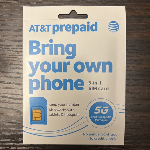 AT&T Prepaid Sim Card - Bring Your Own Phone - 5G 3 In 1 - NEW | eBay