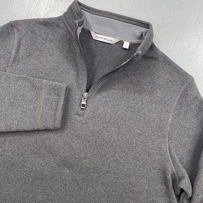Peter Millar Sweater Mens Small Crown Fleece 1/4 Q Zip Pullover Golf Jacket Gray