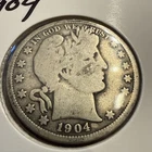 1904 Barber Half Dollar Circulated Silver 50c Coin Collectible