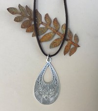 NEW Sundance Charm Necklace leather brown cord handmade artisan jewelry