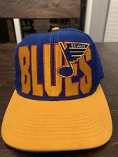 Vintage St Louis Blues Snapback Hat Cap Hockey NHL Logo 7 Sports VTG All Over