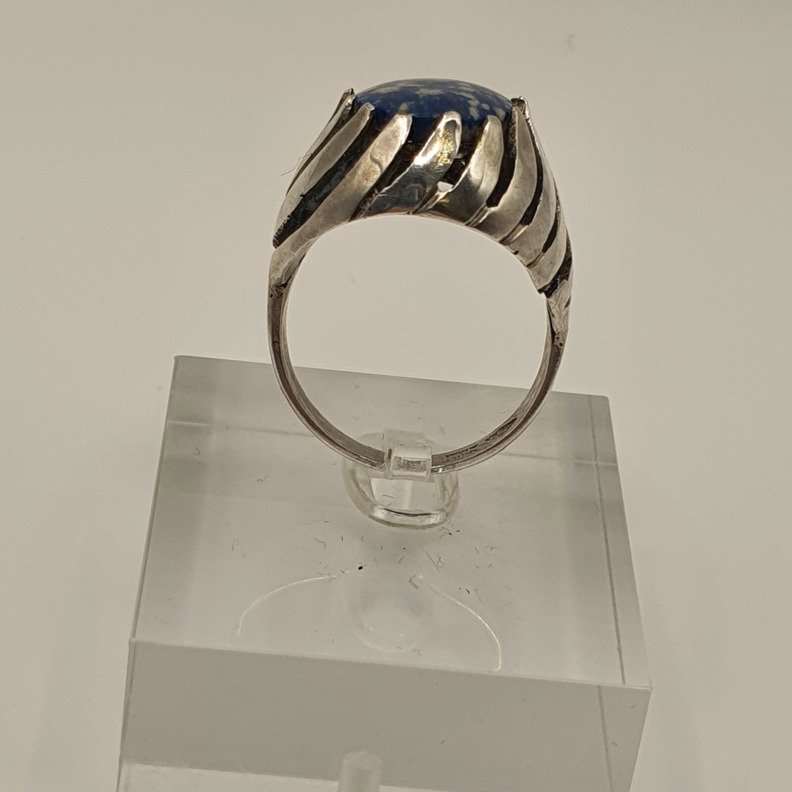 Photo 6 of Vintage 900 Silver Sodalite Ring By INDUSTRIA ARGENTINA Size X 13.3g (R77)