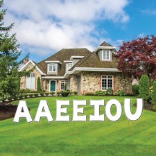 18" Vowel Yard Letters Solid Color with Black Outline KG Font - With Stakes