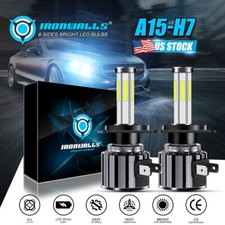 6 Sides LED High/Low Beam Conversion Kit H7 Bulbs Super Bright 6000K Plug Play