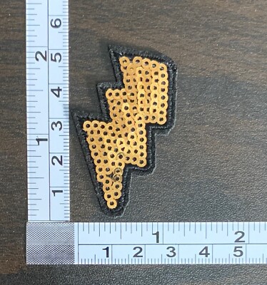 Sequin Lightning Bolt Embroidered Iron On Patch