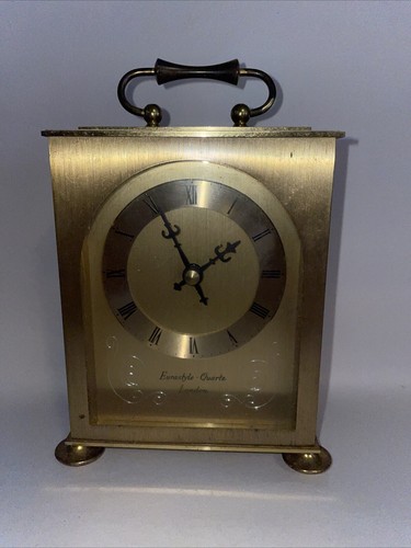Eurastyle Quarts London Vintage Mantel Clock Gold Tone brushed Brass -working - 第 1/13 張圖片