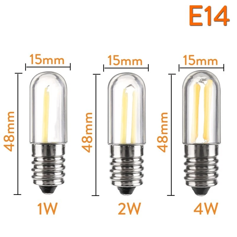 10Pcs E14 SES Dimmable LED Freezer Filament Light Bulbs 2W 3W Refrigerator Lamps - Image 2 of 4