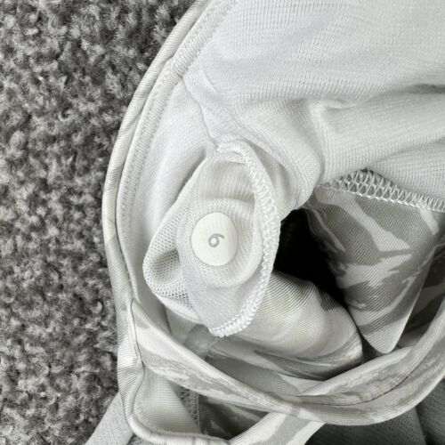 Lululemon Tank Top Women 6 Gray White Floral Built In Bra Yoga Gym Mesh Athletic - Picture 9 of 13