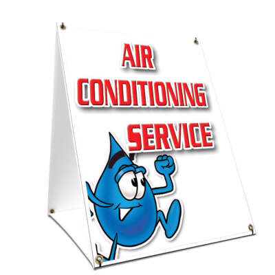 A-frame Sidewalk Air Conditioning Service Sign With Graphics On Each ...