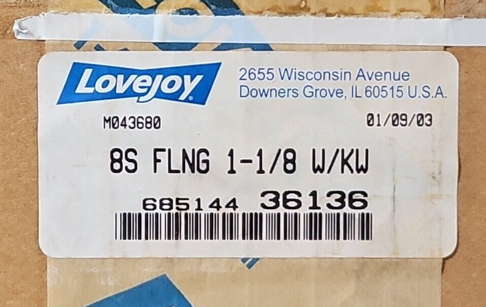 Lovejoy 685144 36136 Coupling Flange 1-1/8in Bore 1/4inx1/8in Kw