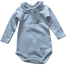 Odile Bodysuit Baby Girl size 6M White Peter Pan Ruffle Cotton Sara Tutina Italy
