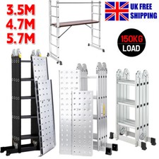 3.5/4.7/5.7M 14in1 Multi Purpose Aluminium Folding Ladder Extendable w/ Platform