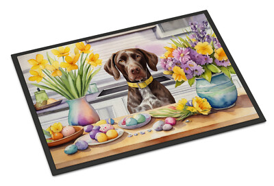 German Shorthaired Pointer Decorating Easter Eggs Doormat
