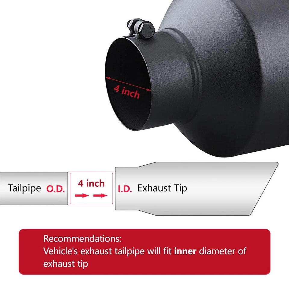 4" Entrada 8" Salida 15" Punta de escape Acero inoxidable para Dodge Ram 3500 1994-2010 Foto 3 de 4