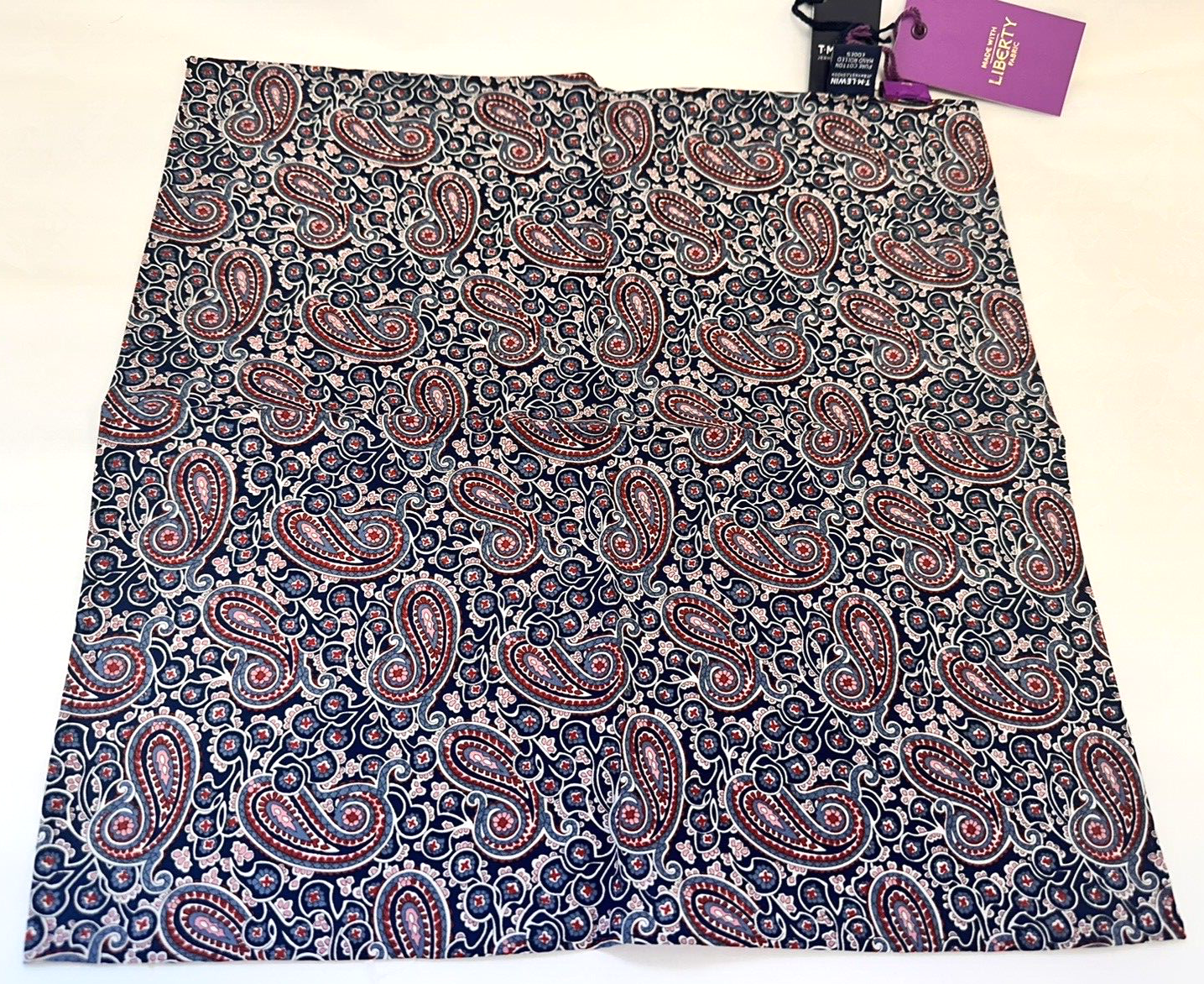 NEW! TM Lewin navy paisley patterned cotton Henry Liberty fabric pocket square