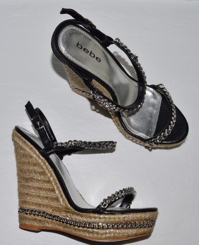 bebe black platform sandals