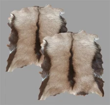 2PCS Real Goat Skin Pelt Rug Hide Sheepskin Leather Tanned Light Brown