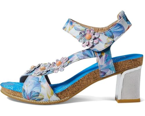 L'Artiste by Spring Step Illuminated Sandal Women's 10.5-11 Blue Floral KHD1052 - Picture 2 of 10