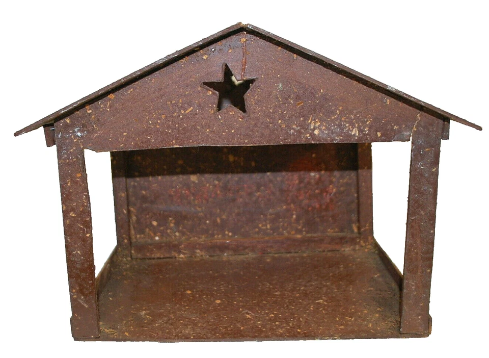 Nativity 13 Piece Set of Figures + Wooden Manger Vintage Made in Japan XM1252 - Image 2 of 4