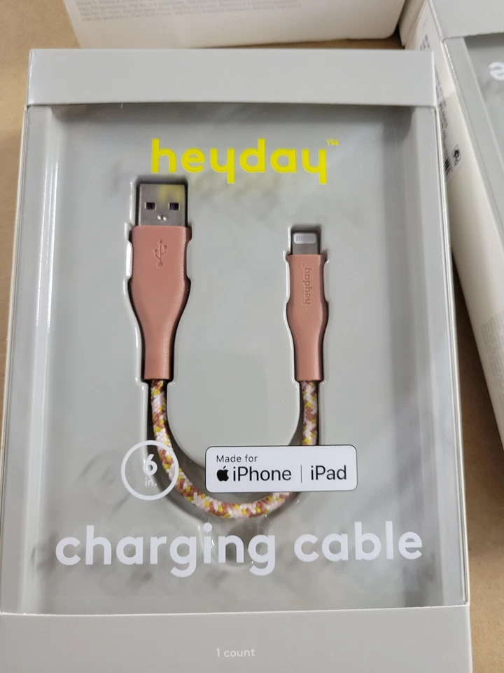 6 Pack Charging Cable 6-Inch 8-Pin to USB-A Braided Cord for iPad/iPhone - Image 2 of 4