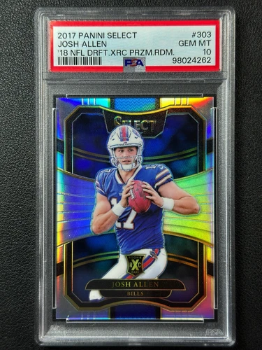 JOSH ALLEN PSA 10 2017 PANINI SELECT #303 2018 NFL DRAFT XRC SILVER PRIZM ROOKIE