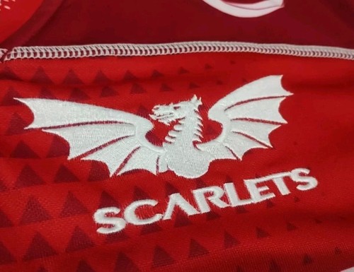 NEW - Maglia Llanelli Scarlets Rugby Home 2019/2020 - Maglia Macron XXL 2XL Top - Foto 5 di 12