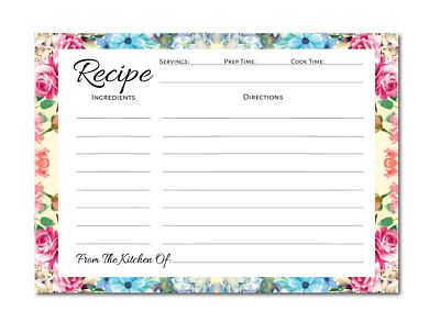 Pioneer Woman Floral Recipe Cards 50 Pcs Flower Recipe Cards Floral Index Car...