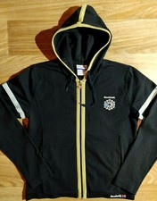 Reebok Classic Womens Hoodie Tracksuit Top Jacket Hooded Black Striped