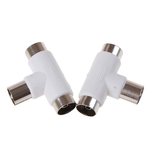 2pc 2 Way TV T Splitter Aerial Coaxial Cable Male to 2 Female Connectors Ad3C$i - Zdjęcie 7 z 12