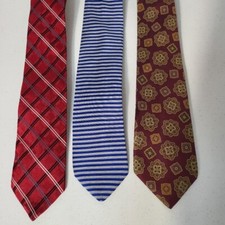 Bundle Of 3 Elegant Red, Blue, And Brown Men's Ties Set