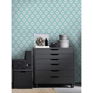 Mustard geometric Removable wallpaper blue and white wall ...