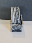 6 STUNNING ROUND MARBLE COASTERS WITH MATCHING MARBLE COASTER HOLDER EXCELLENT  — photo 2