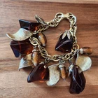 Vintage Chunky Bracelet Goldtone 7 Inch Chain Beads Baubles Costume Jewelry
