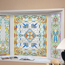 UK 3D Stained Glass Sticker PVC Window Film Frosted Static Cling Window Decor