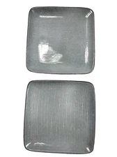 PROJECT 62 Solene GRAY White Lines Stoneware SQUARE SALAD Plate Set 2