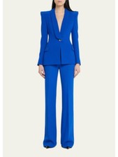 Sergio Hudson Womens Blue Shawl Collar Single Button Lined Blazer Jacket 6