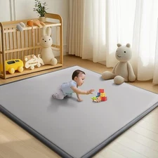 NAIZEA Memory Foam Baby Play Mat for Playpen Velvet Tummy Time Mat 80x70x1.4"