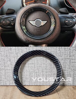 NEW CARBON EFFECT STEERING WHEEL RING FAIRING for MINI R55 R56 R57 R58 R59 R60 R61